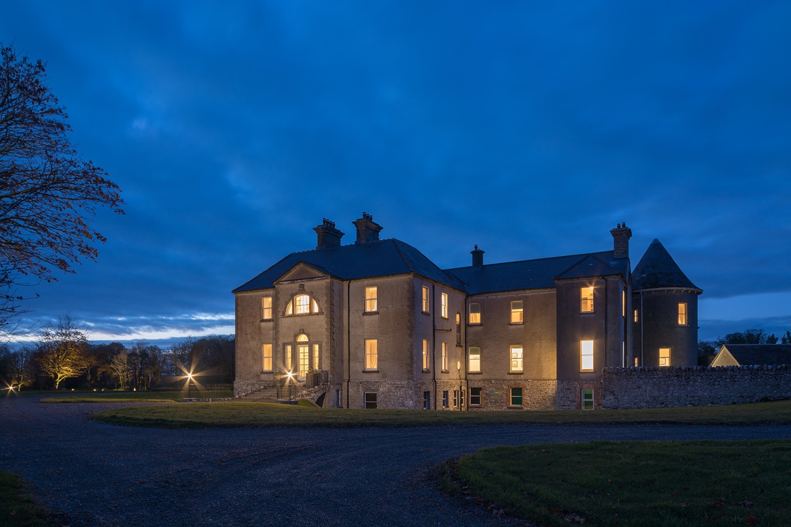 Exterior of the house at night